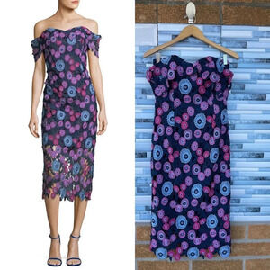 Shoshanna Gracia Multicolor Floral Lace Gown size 4